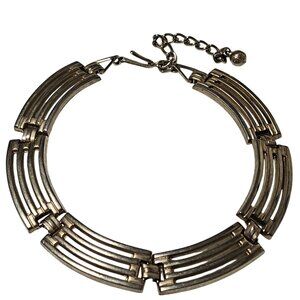 Vintage Gold-Tone Hinged Link Choker Necklace Statement Fashion Jewelry Women